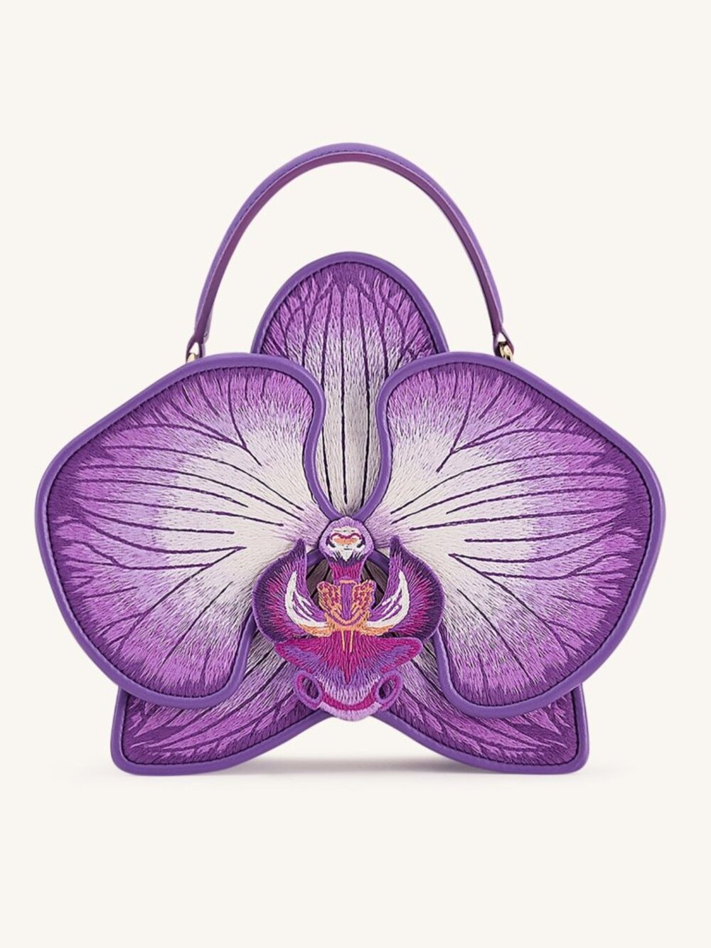 Purple Orchid Purse. JW PEI Flora Orchid Shaped Top Handle Bag